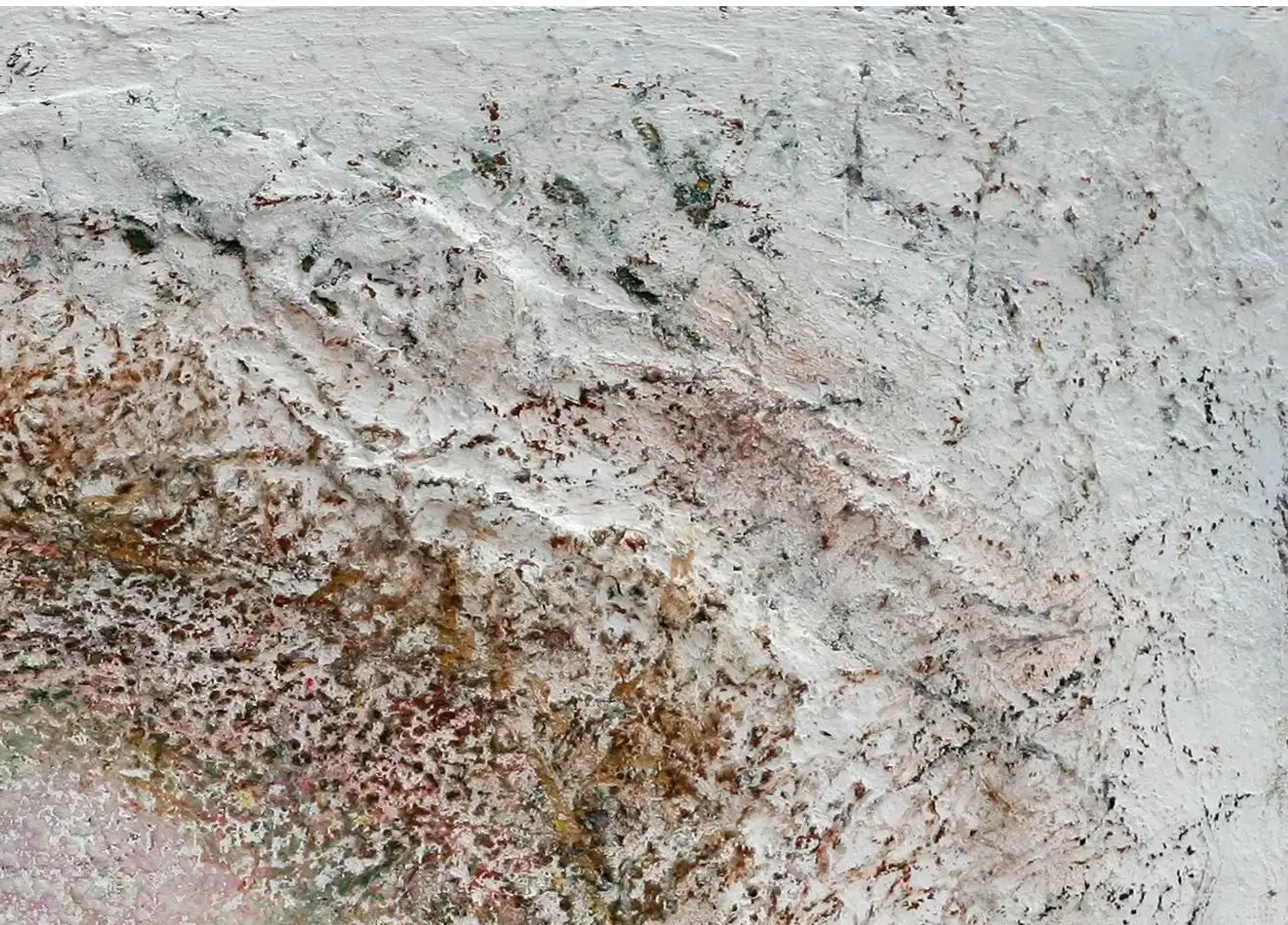 A detailed mixed media artwork incorporating plaster and fabric. (3)