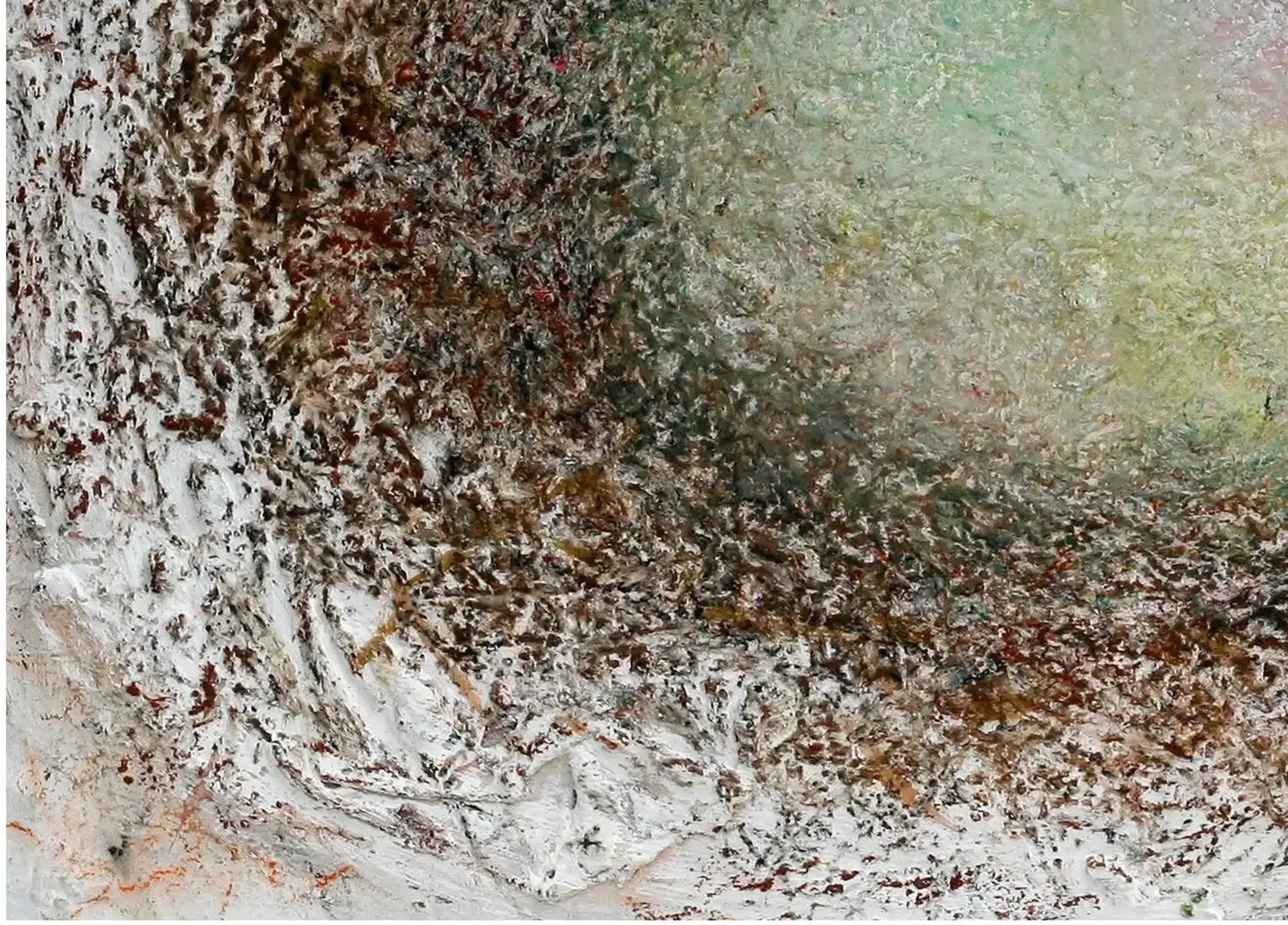 A detailed mixed media artwork incorporating plaster and fabric. (2)