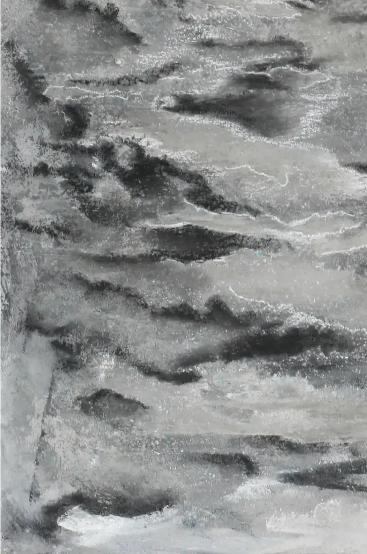 Verschlungen u. bewegt - Eine ausdrucksstarke Darstellung in Acryl und Kreide. (2)