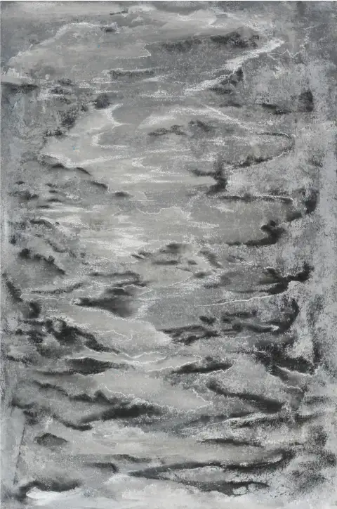 Verschlungen u. bewegt - Eine ausdrucksstarke Darstellung in Acryl und Kreide.