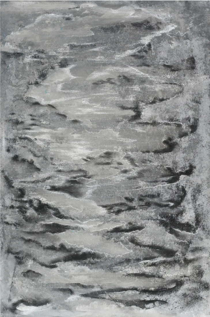 Verschlungen u. bewegt - Eine ausdrucksstarke Darstellung in Acryl und Kreide.