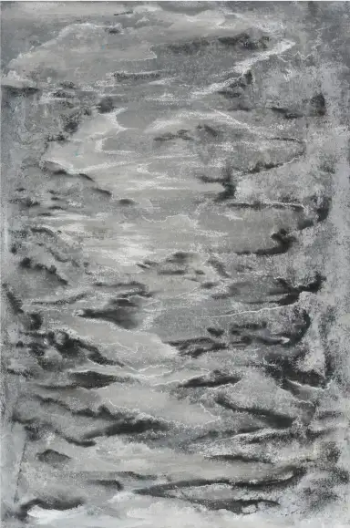 Verschlungen u. bewegt - Eine ausdrucksstarke Darstellung in Acryl und Kreide.