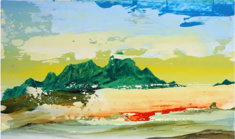 Berge im Osten - Eine atmosphärische Acrylmalerei einer Berglandschaft.