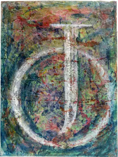 An encaustic artwork with layered wax creating depth and translucency.