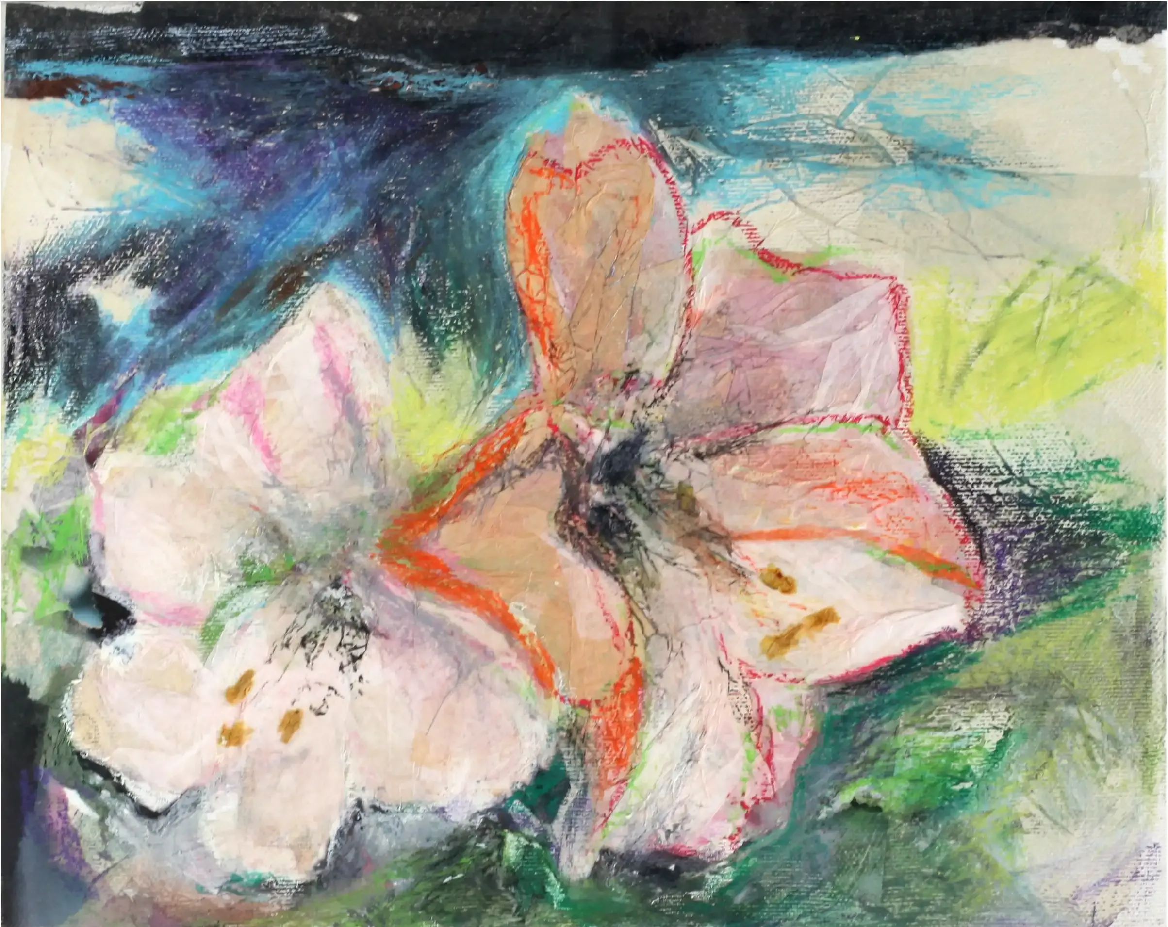 A detailed acrylic painting of an Amaryllis flower with expressive brushwork.