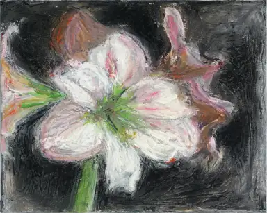 A vibrant acrylic painting of an Amaryllis flower.
