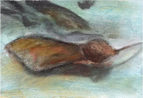 An acrylic painting capturing the distinctive form of maple seeds.