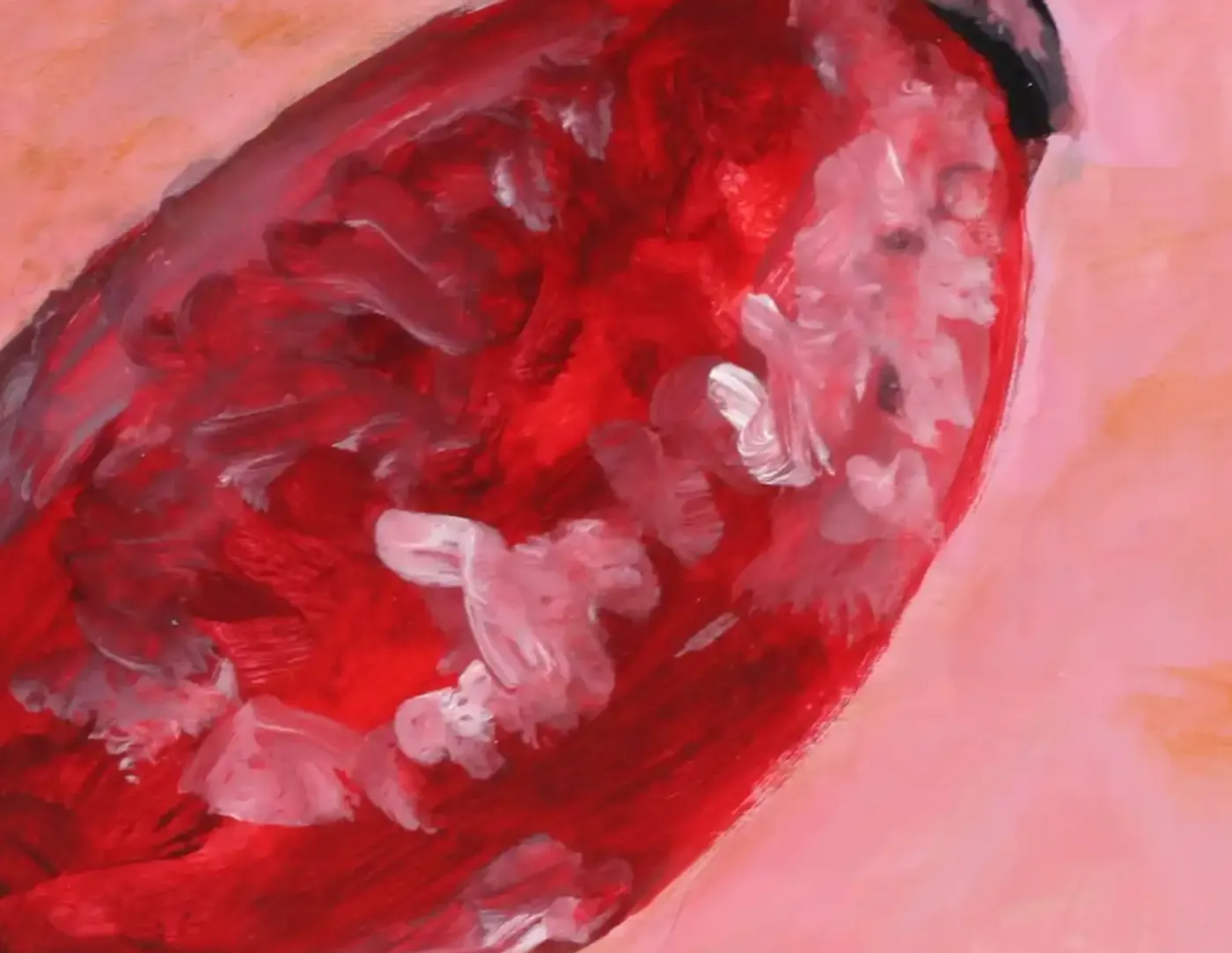 A detailed painting of a rosehip in warm autumn colors. (2)