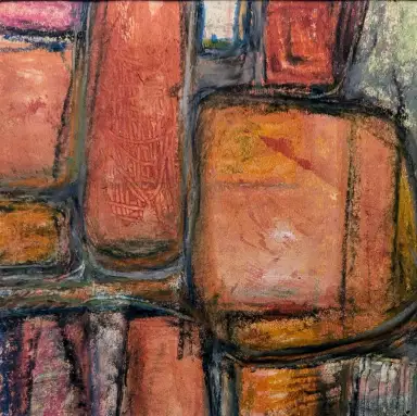 Widerspenstige Formen - Eine dynamische Komposition in Mischtechnik.